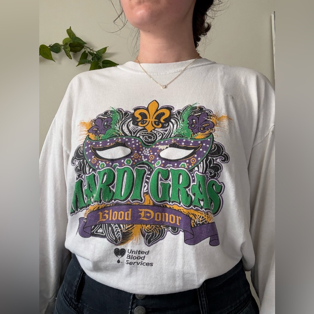 Distressed Mardi-Gras Long Sleeve Tee